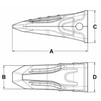 J550 verstärkter UNIK Felszahn für Bagger